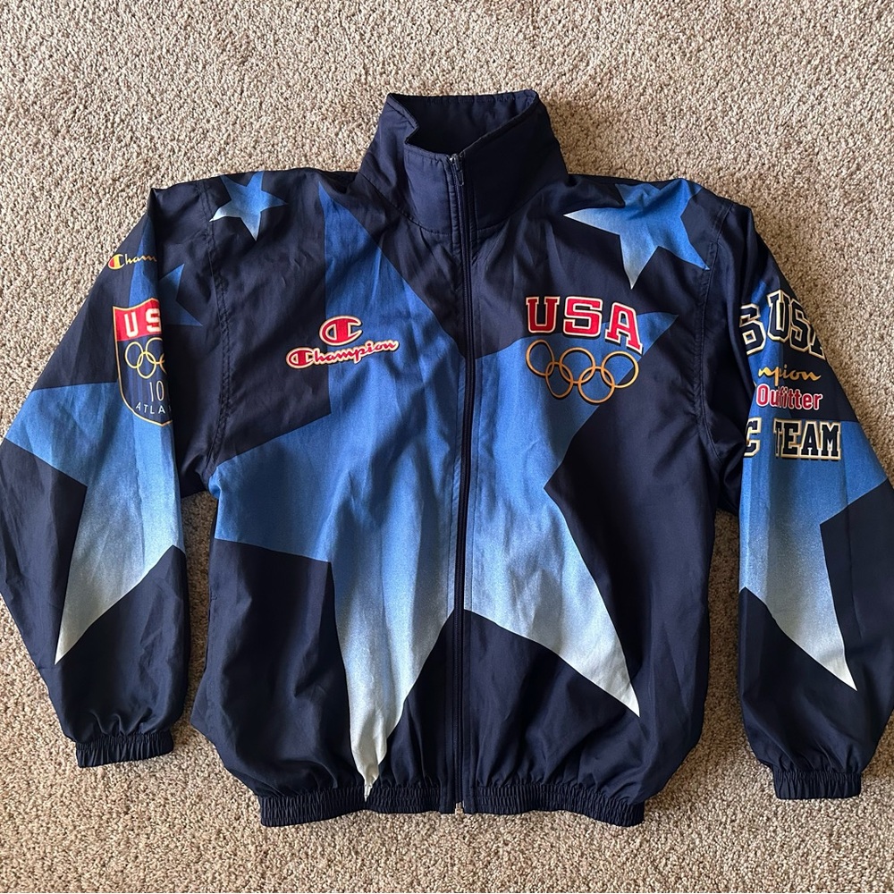 LARGE Champion Team USA 1996 Olympics Jacket Windbreaker Atlanta VTG Official